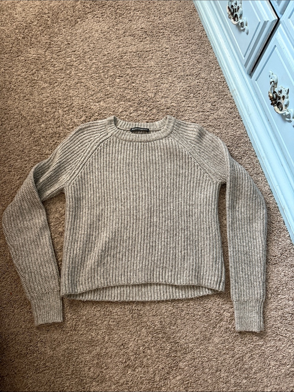 Brandy Melville Neutral Ribbed Crewneck Sweater - grey